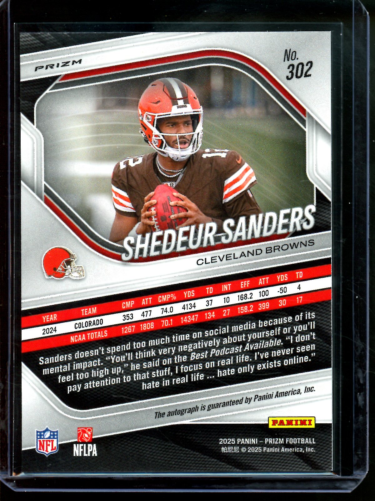 2025 Panini Prizm Shedeur Sanders Prizm Silver Rookie Autograph Browns