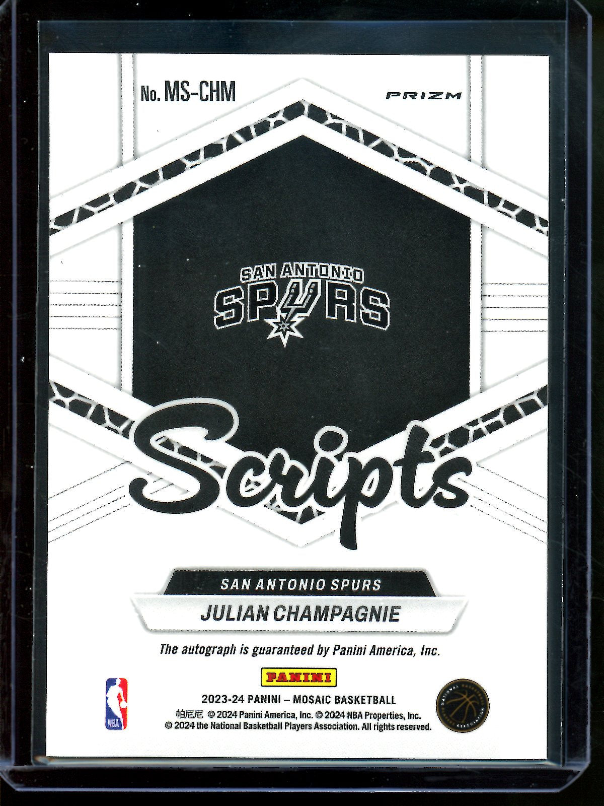 2023 Panini Mosaic Julian Champagnie Scripts Autograph Spurs