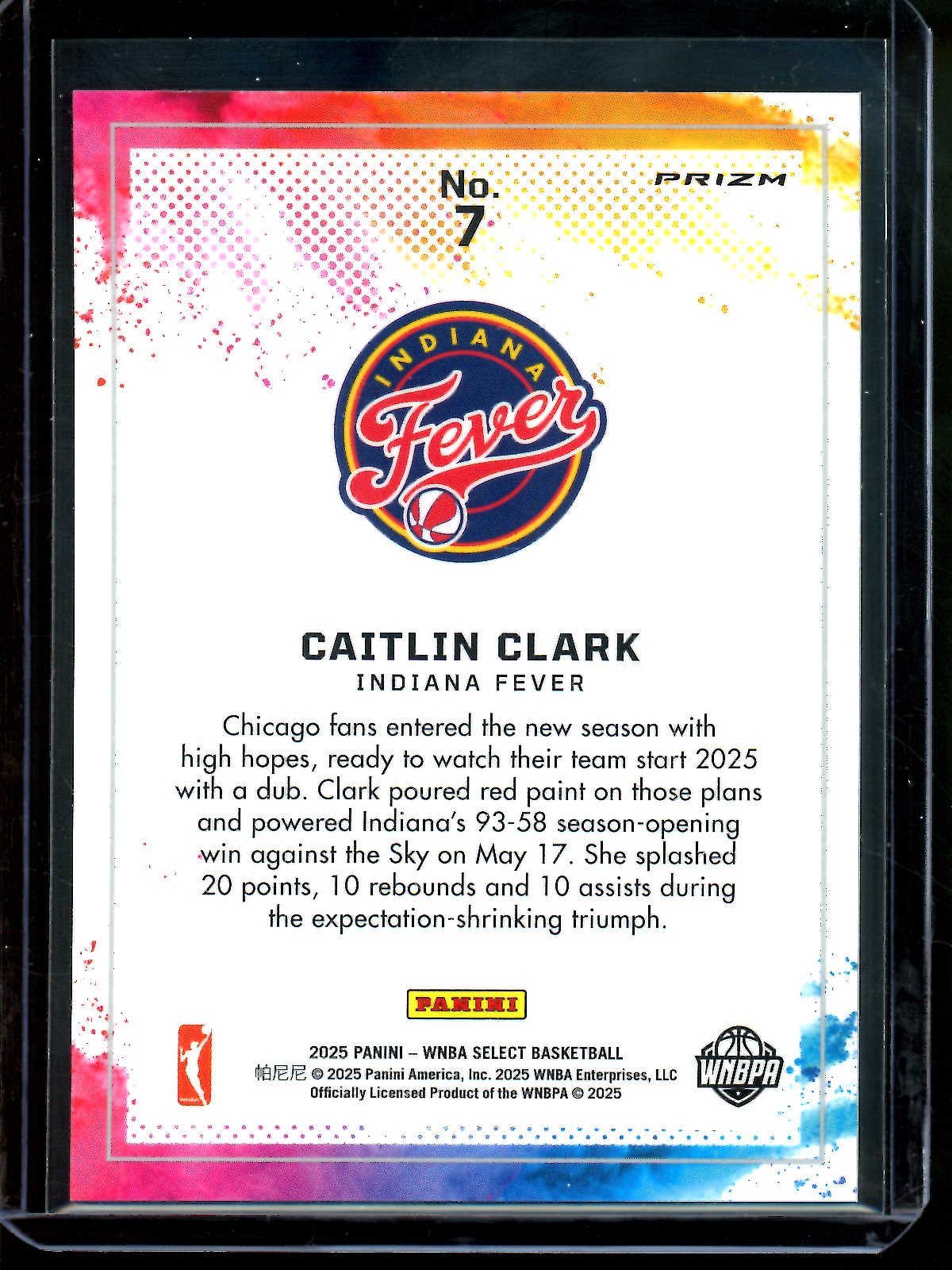 2025 Panini Select Caitlin Clark Color Blast Case Hit Fever