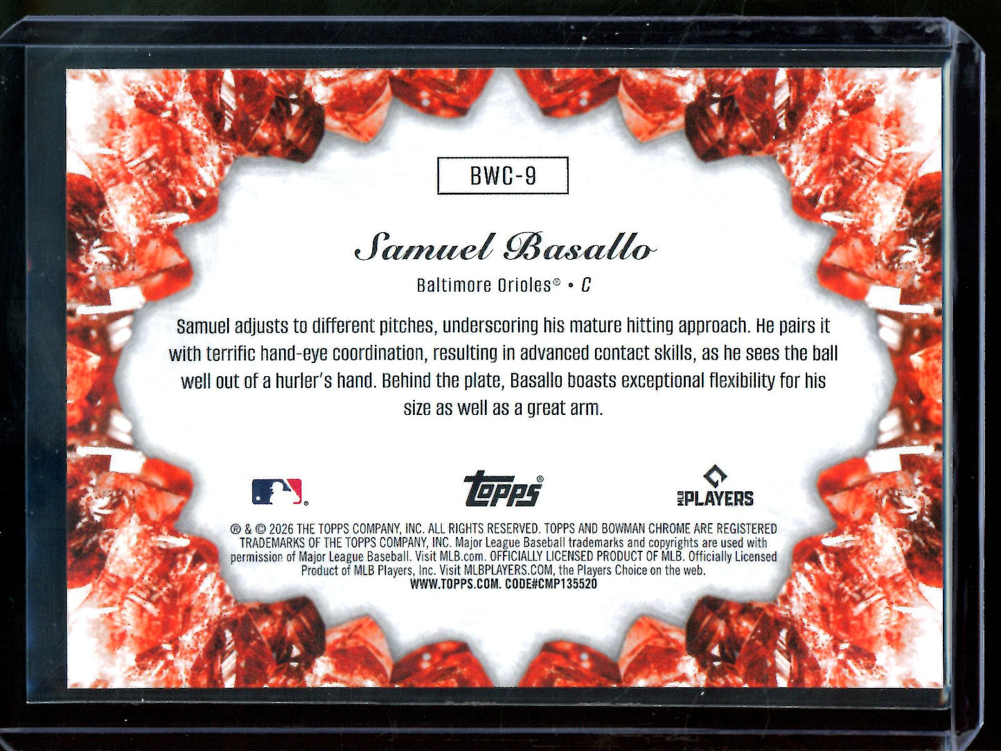 2026 Bowman Chrome Samuel Basallo Gold Crystalized Case Hit /50 Orioles