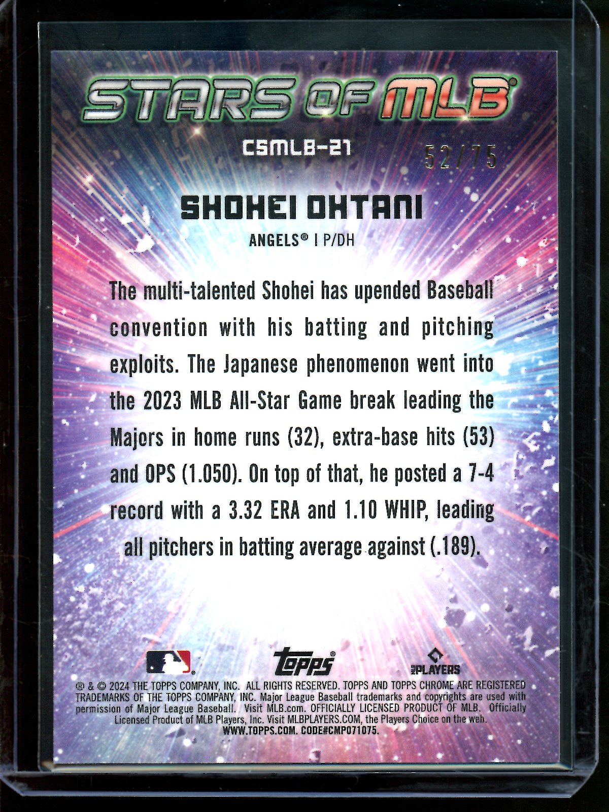 2024 Topps Chrome Shohei Ohtani Stars Of MLB Chrome Red /75 Angels / Dodgers
