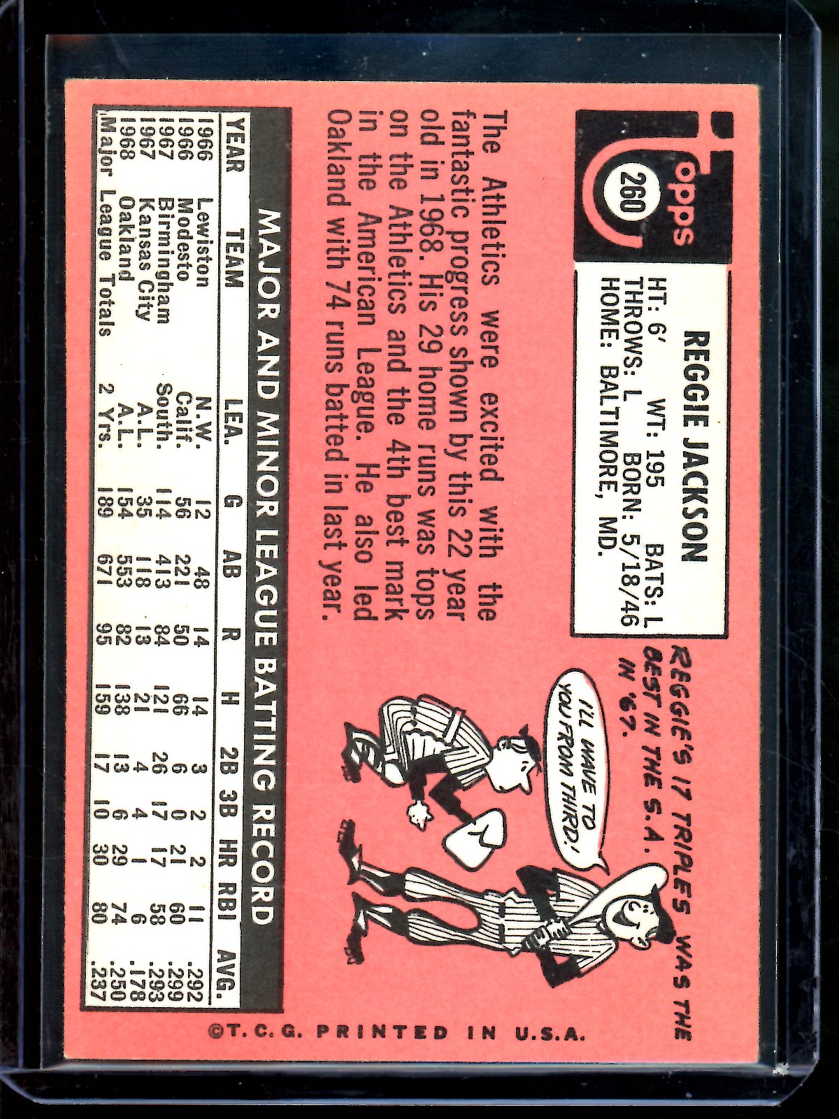 1969 Topps Reggie Jackson Yellow Name Rookie #260 Athletics