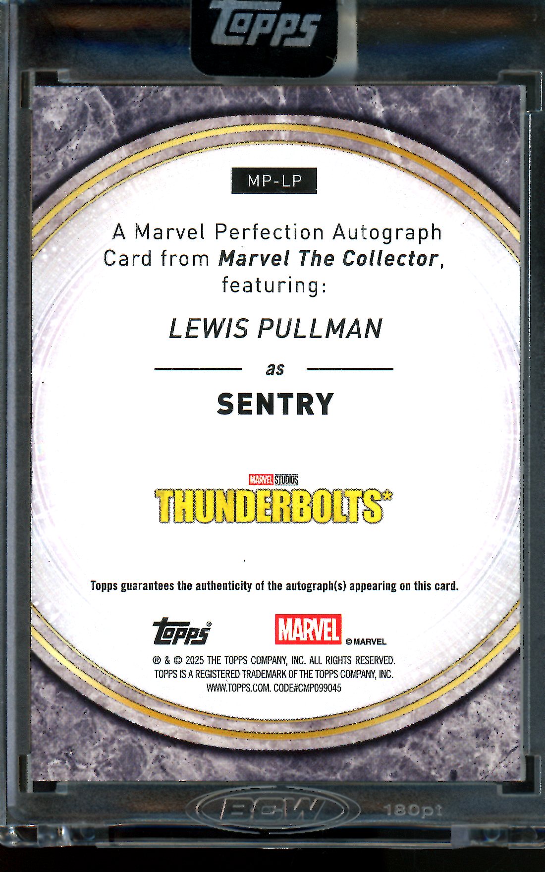 2025 Topps Marvel the Collector Sentry Perfection Encased Autograph /100