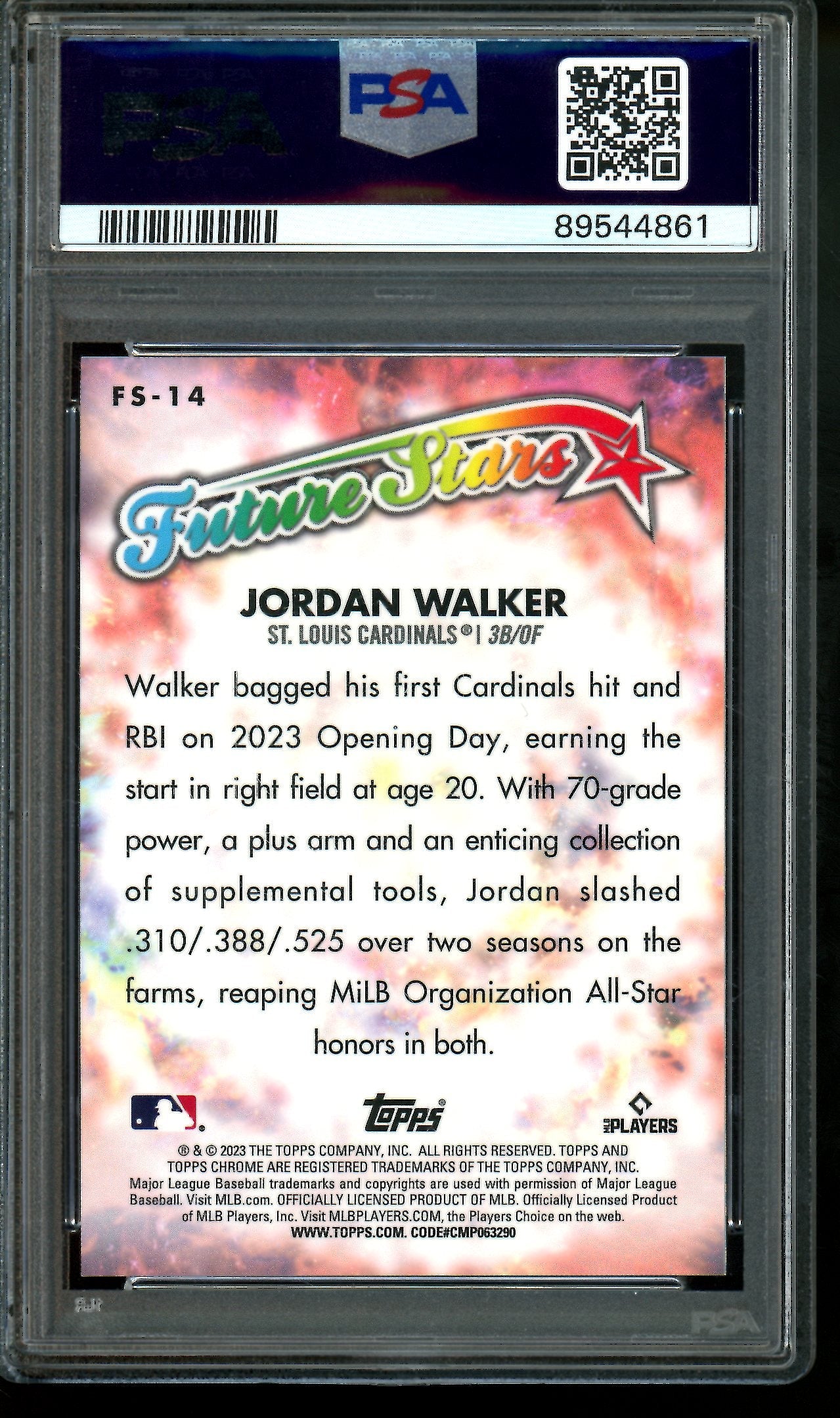2023 Topps Chrome Logofractor Jordan Walker Rookie PSA 10 Cardinals