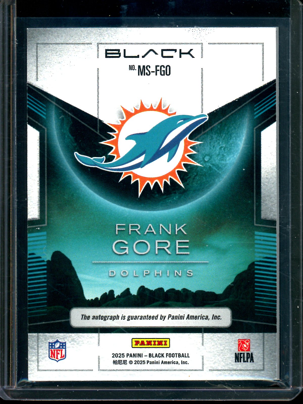 2025 Panini Black Frank Gore Midnight Signatures /15 Dolphins