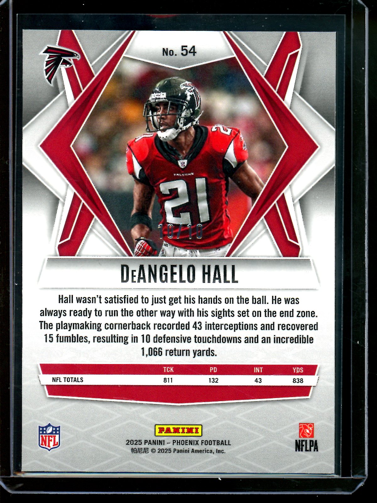 2025 Panini Phoenix DeAngelo Hall Gold Pandora /10 Falcons