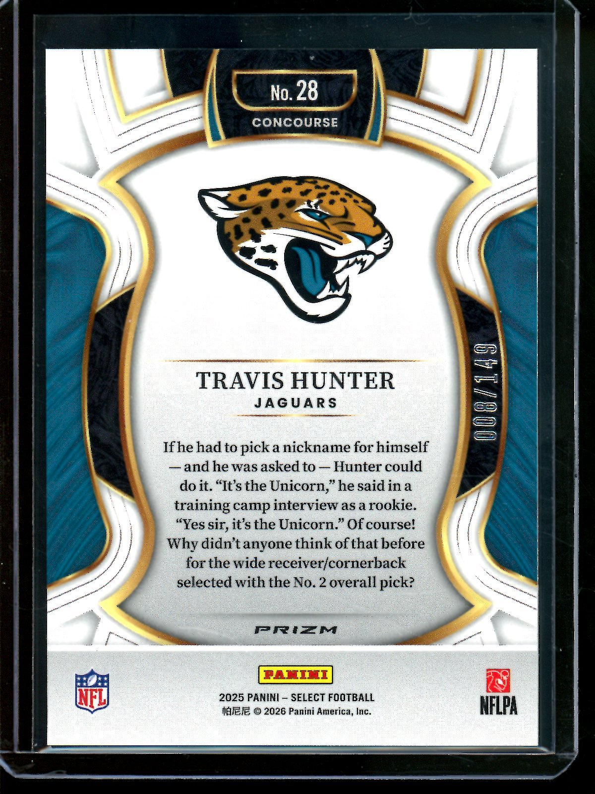 2025 Panini Select Travis Hunter Maroon Rookie /149 Jaguars - Trading Card Market