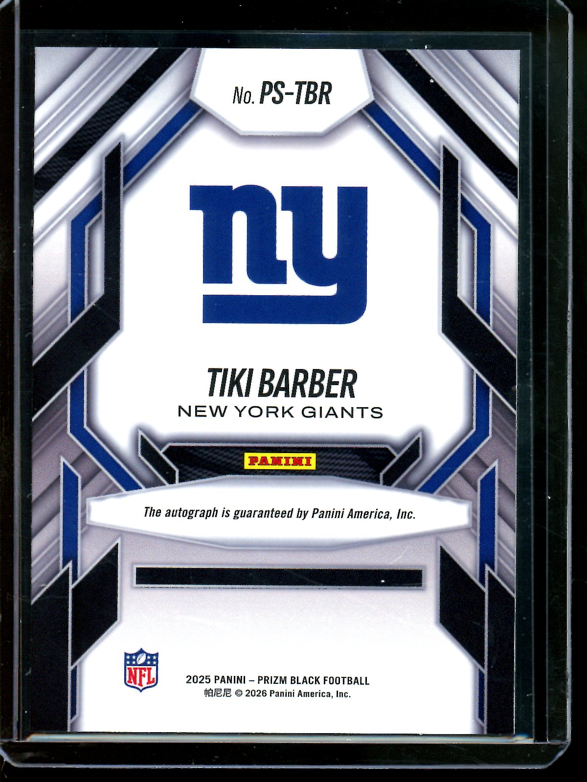 2025 Panini Prizm Black Tiki Barber Prolific Signatures Giants