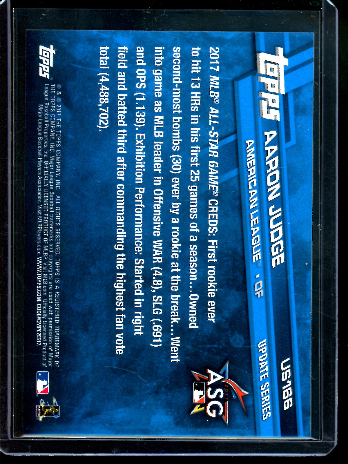 2017 Topps Update Aaron Judge Rookie Card #US166 Yankees
