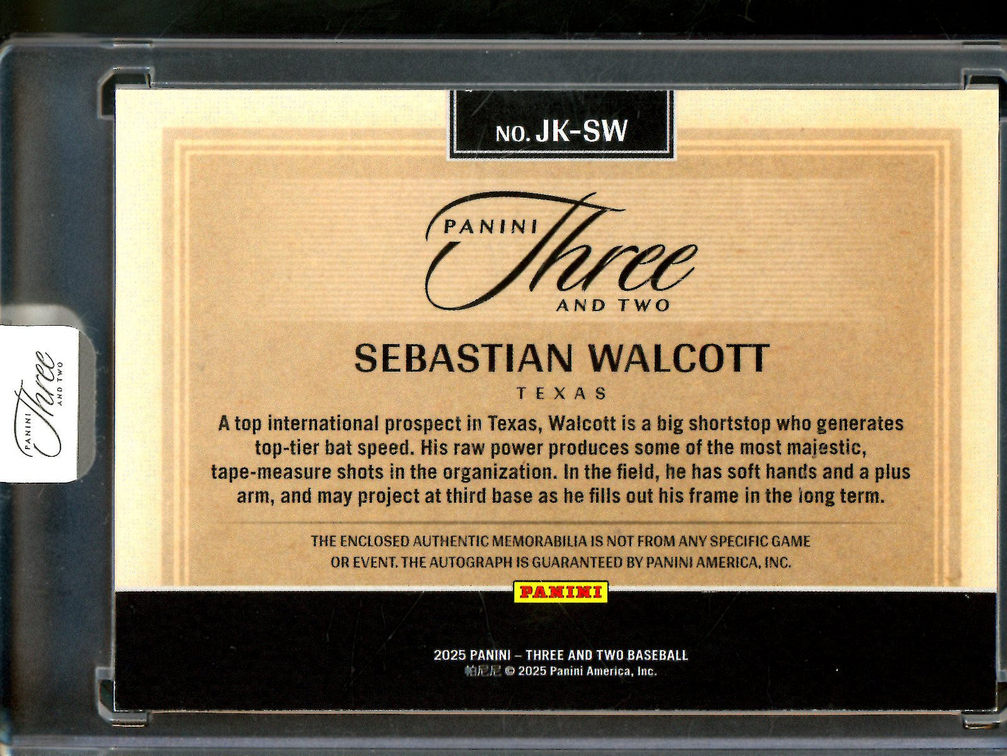 2025 Panini Three and Two Sebastian Walcott Patch Autograph /49 Sealed Rangers