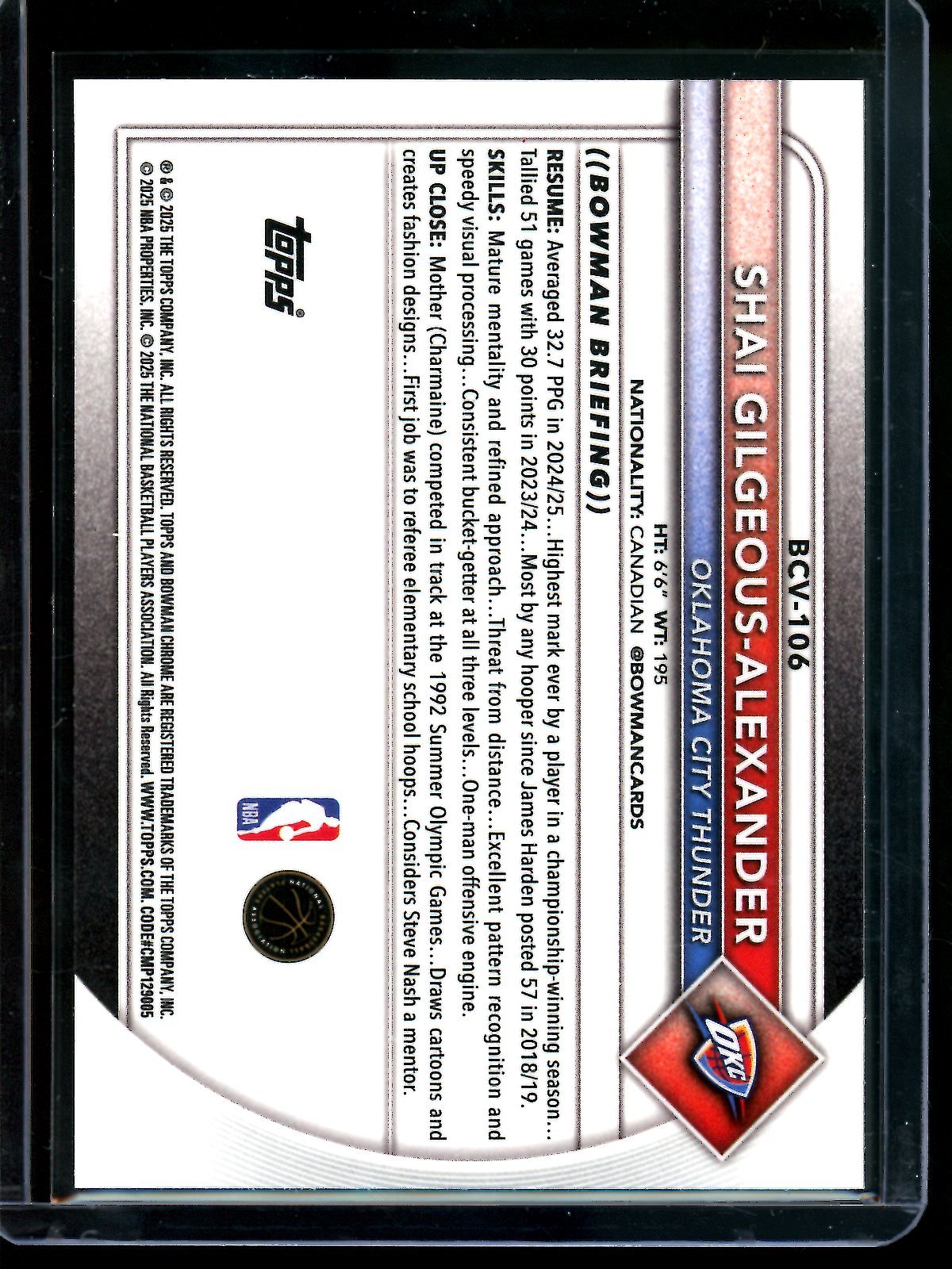2025 Bowman Sapphire Shai Gilgeous-Alexander Thunder - Trading Card Market