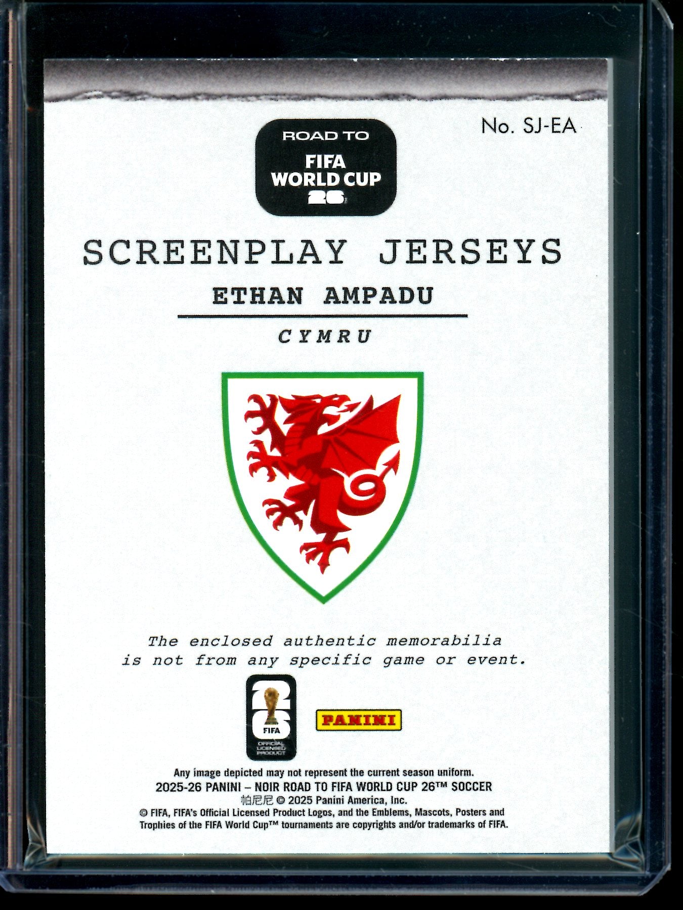 2025 Panini Noir Ethan Ampadu Screenplay Jerseys Relic /70 #SJ-EA Cymru