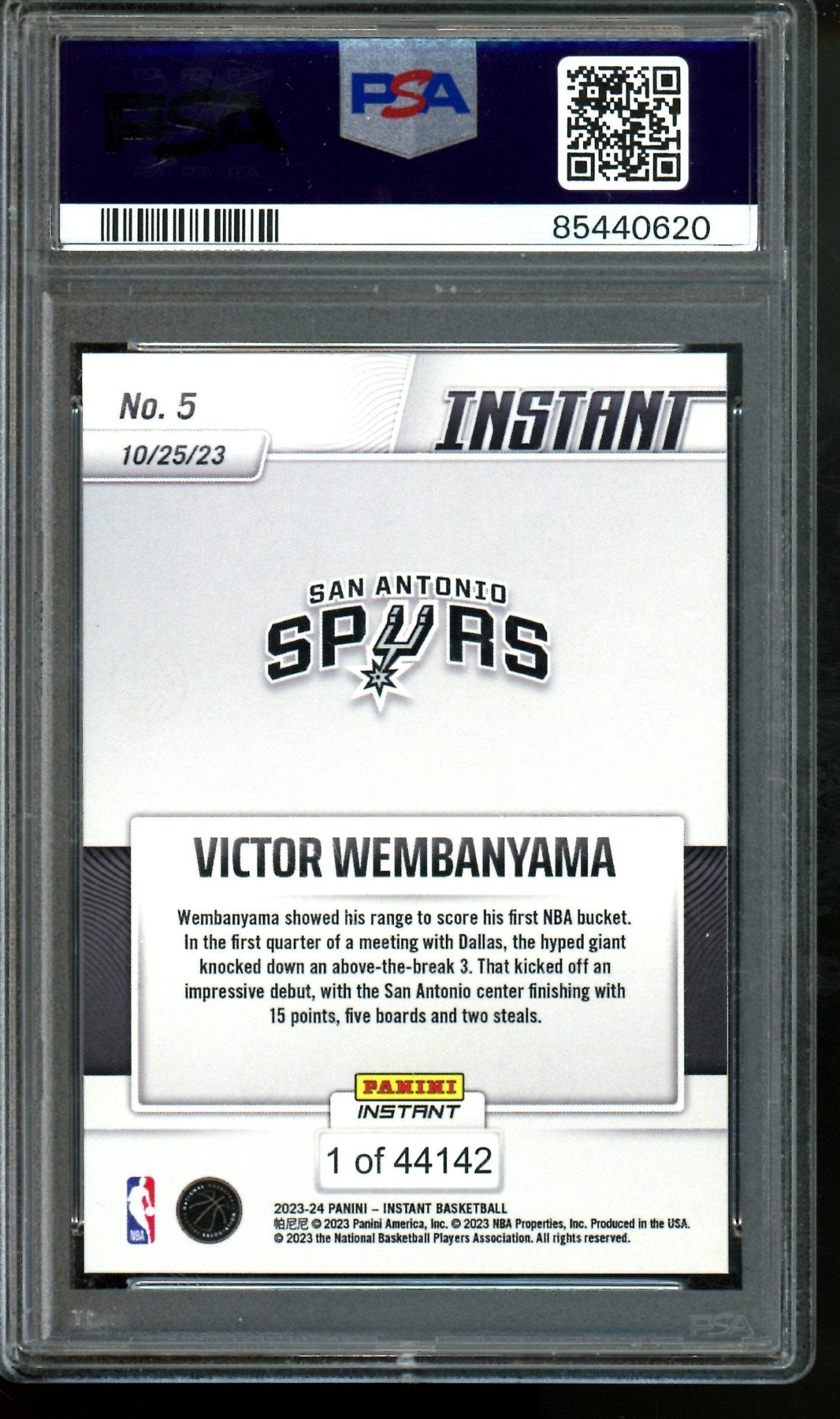 2023 Panini Instant Victor Wembanyama Rookie Card 5 PSA 9 Spurs - Trading Card Market