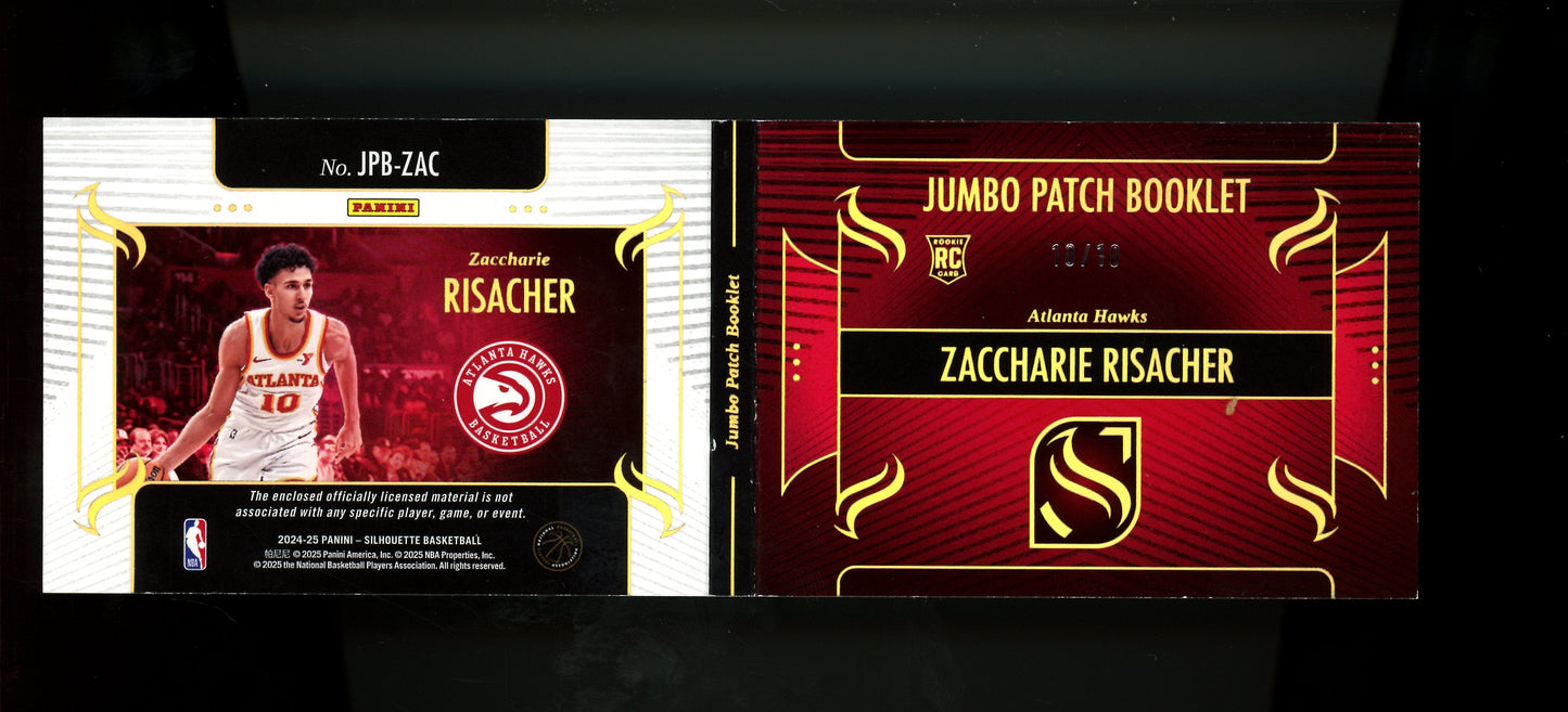 2024 Panini Silhouette Zaccharie Risacher Jumbo Rookie Patch Booklet /10 Hawks