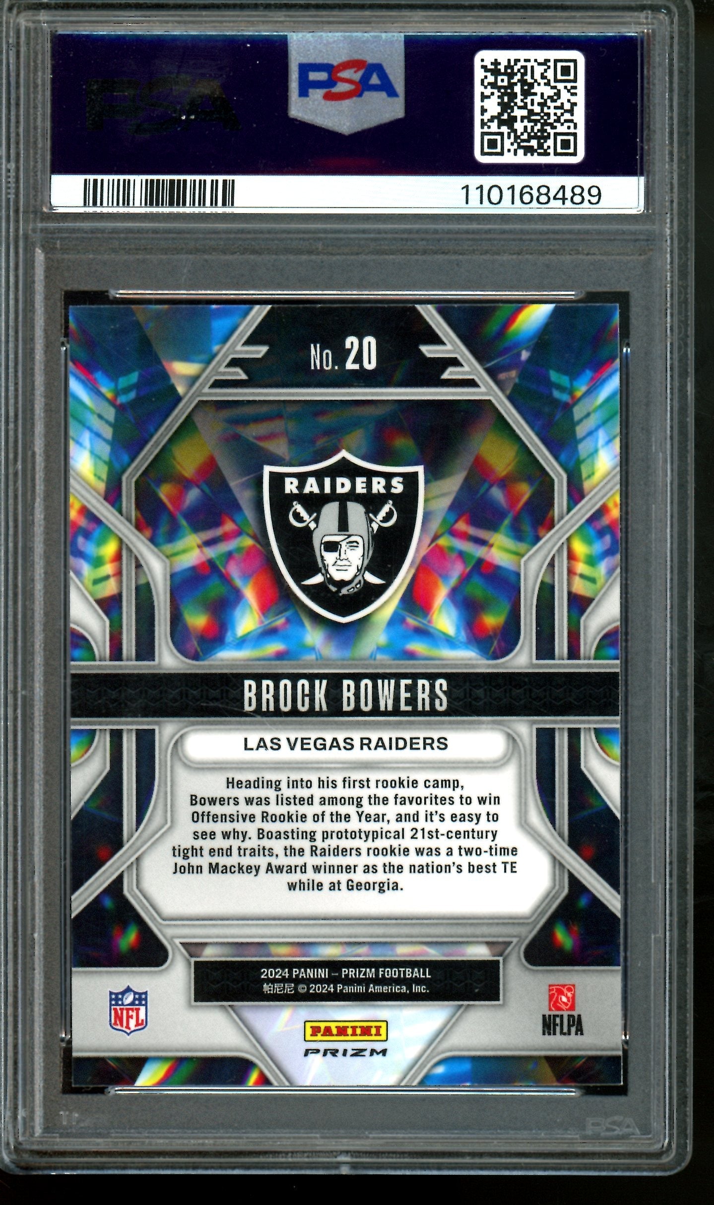 2024 Panini Prizm Brock Bowers Prizmatic Green Rookie PSA 10 Raiders