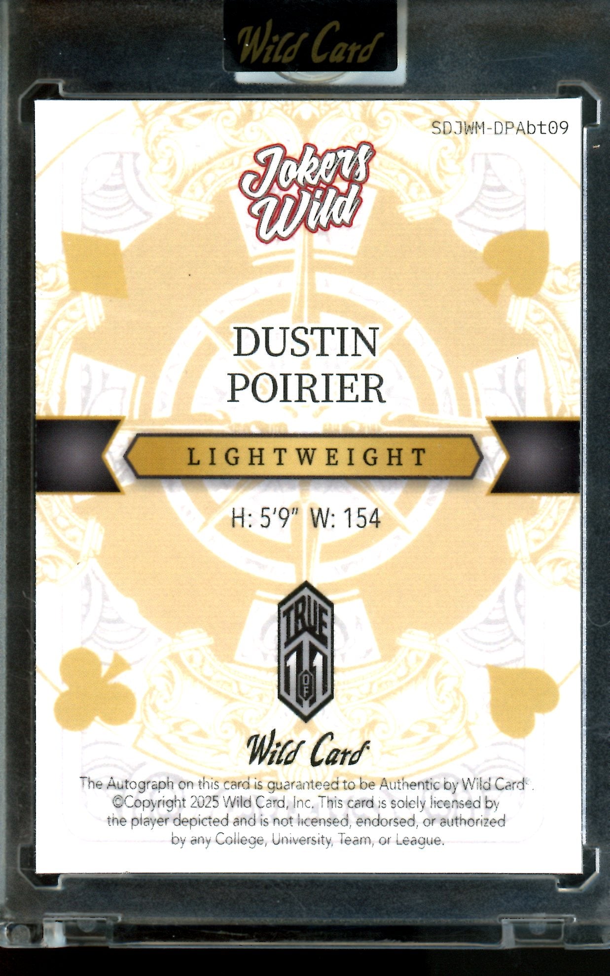 2025 Leaf Jokers Wild Dustin Poirier 1/1 Joker Autograph Sealed