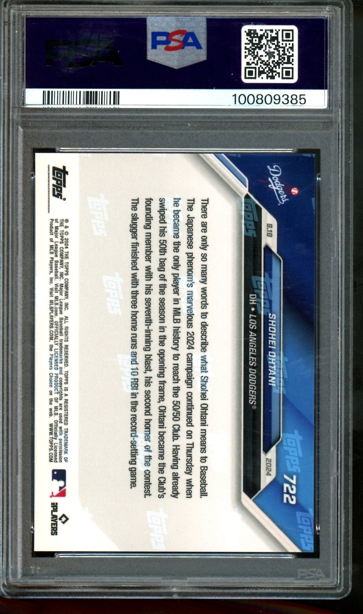 2024 Topps Now Shohei Ohtani 1st 50/50 Player 722 PSA 10 Dodgers - Trading Card Market