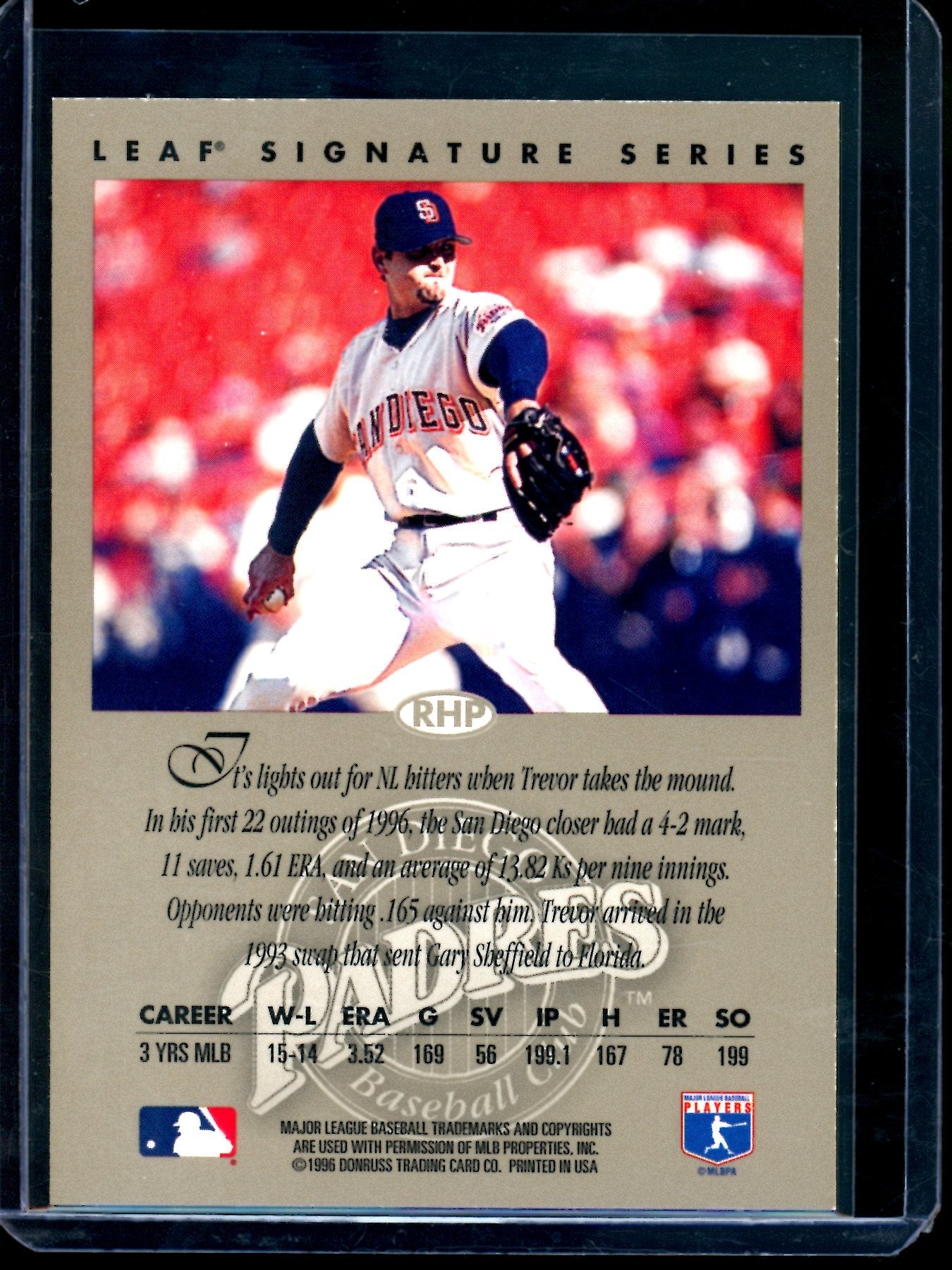 1996 Leaf Signature Series Trevor Hoffman Autograph Bronze Padres