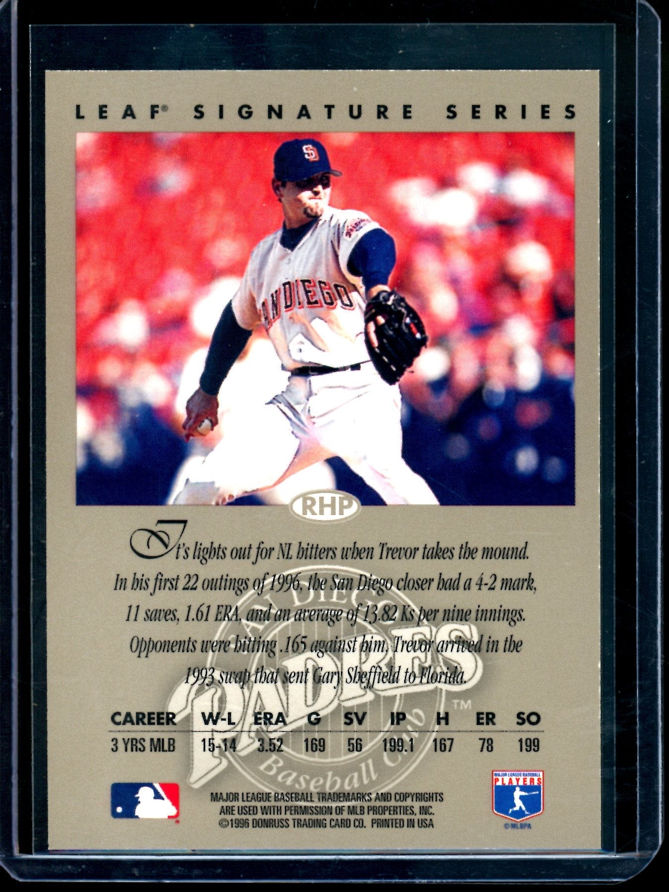 1996 Leaf Signature Series Trevor Hoffman Autograph Silver Padres