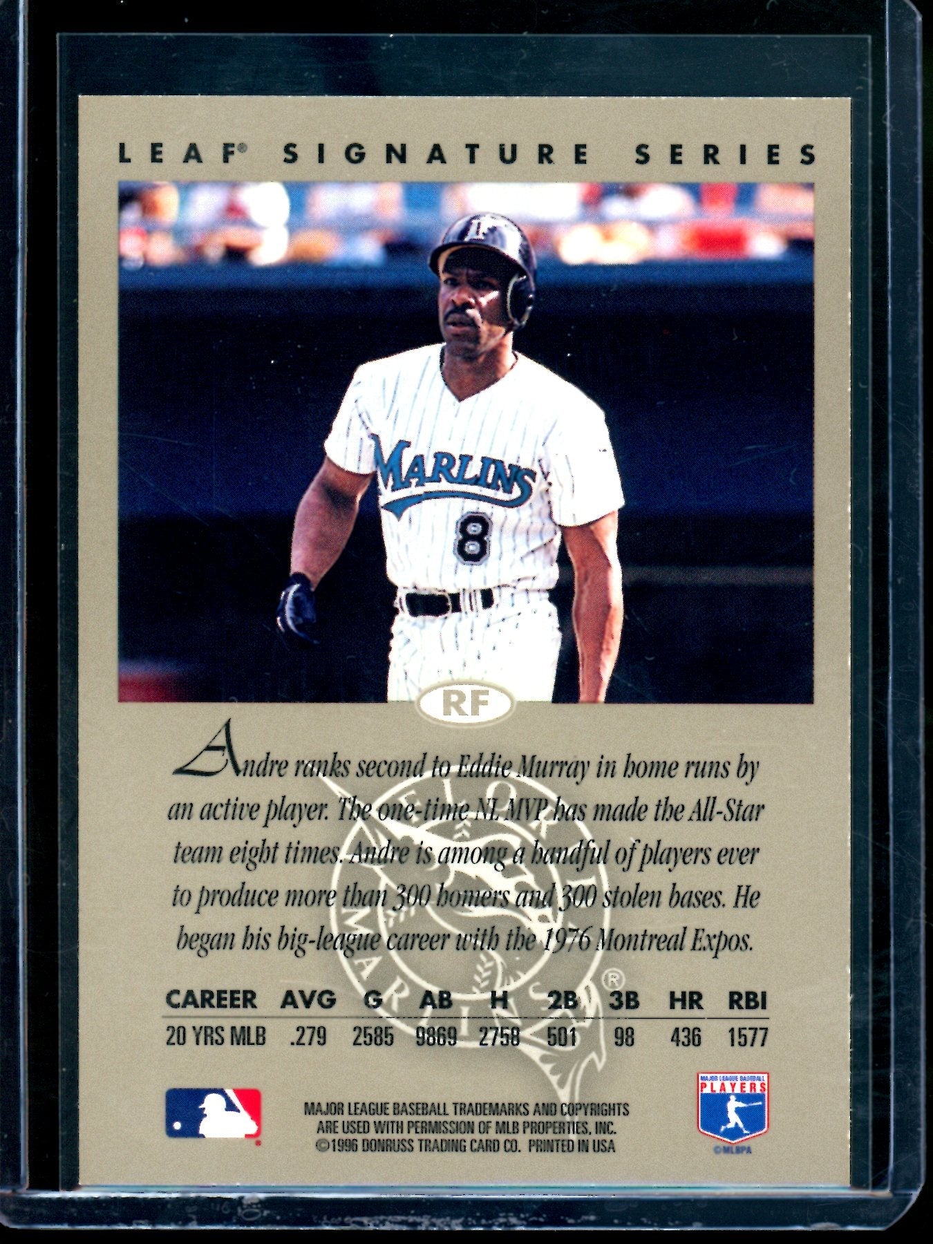 1996 Leaf Signature Series Andre Dawson Autograph Bronze Marlins