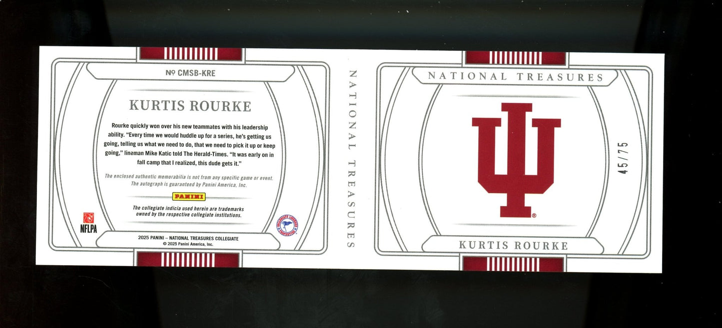 2025 Panini National Treasures Kurtis Rourke Patch Autograph Booklet /75 Hoosiers - Trading Card Market