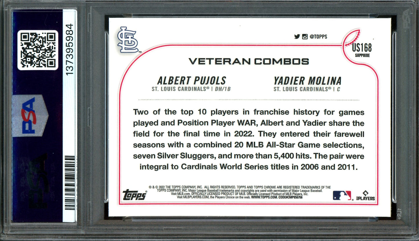 2022 Topps Sapphire Chrome One Last Dance Pujols / Wainwright / Molina PSA 10 Cardinals