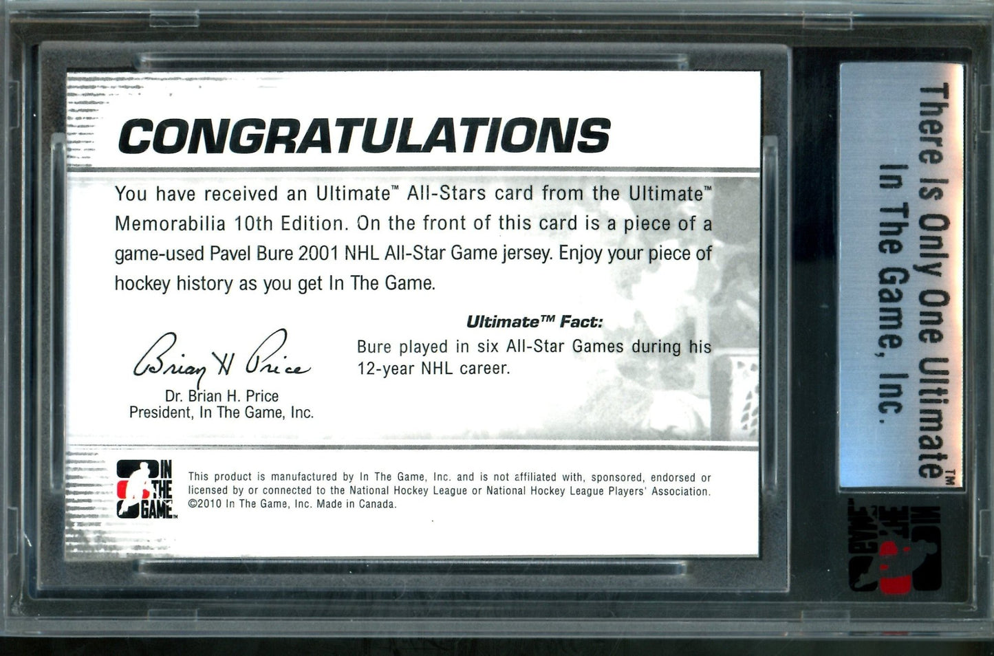 2010 In The Game Ultimate Pavel Bure All-Stars Silver Memorabilia /24 Canucks - Trading Card Market