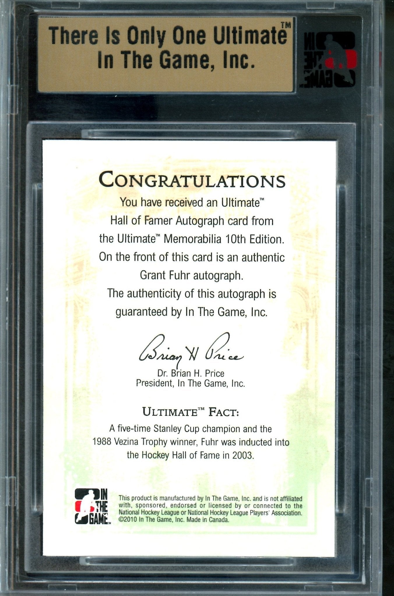 2010 In The Game Ultimate Grant Fuhr Hall of Famer Autograph Silver /24 Blues - Trading Card Market