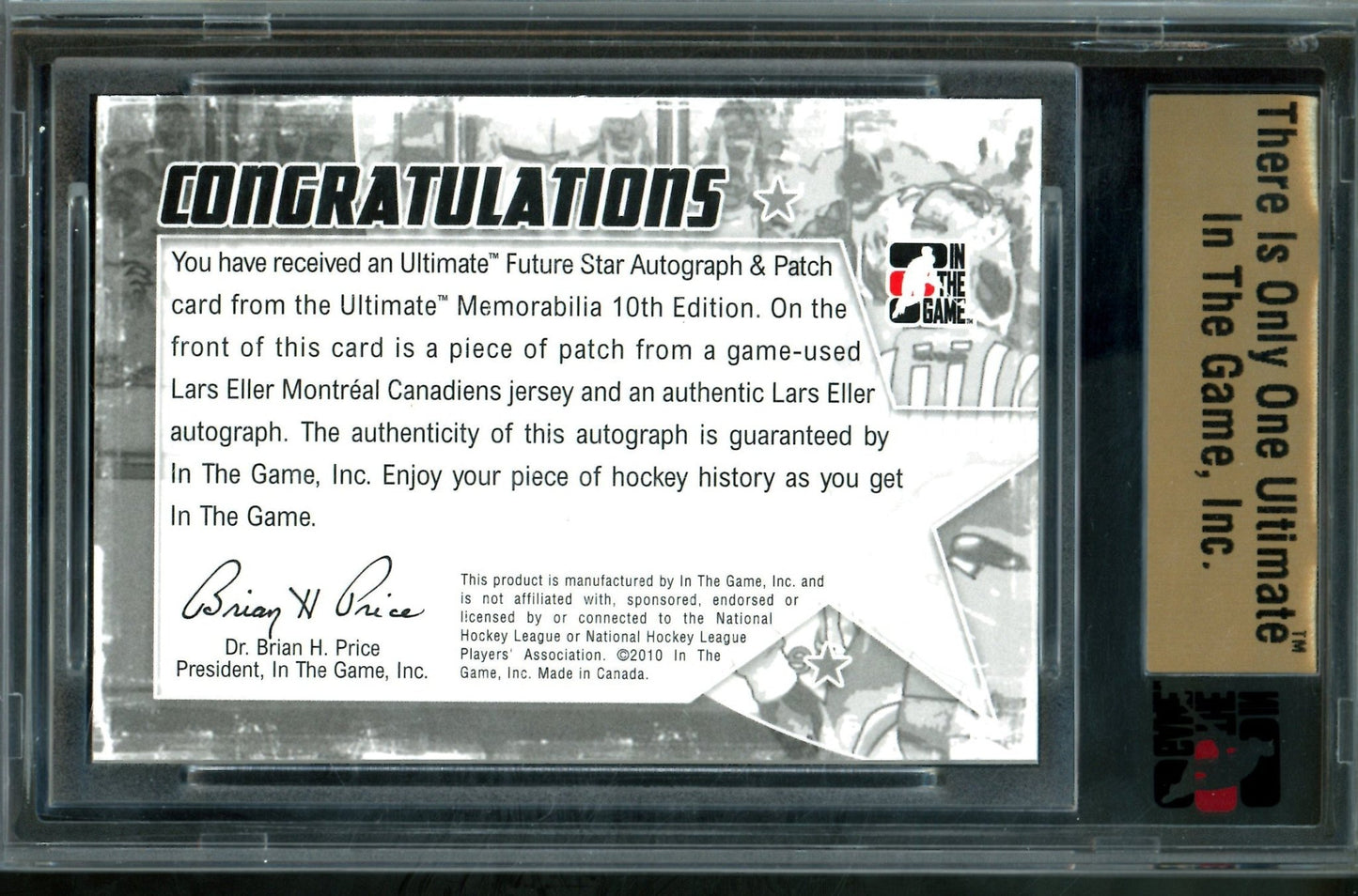 2010 In The Game Ultimate Lars Eller Future Star Autograph and Patch /19 Blues - Trading Card Market