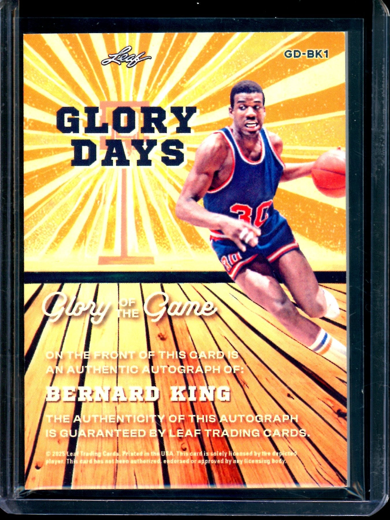2025 Leaf Glory Of The Game Bernard King Glory Days Autograph /40
