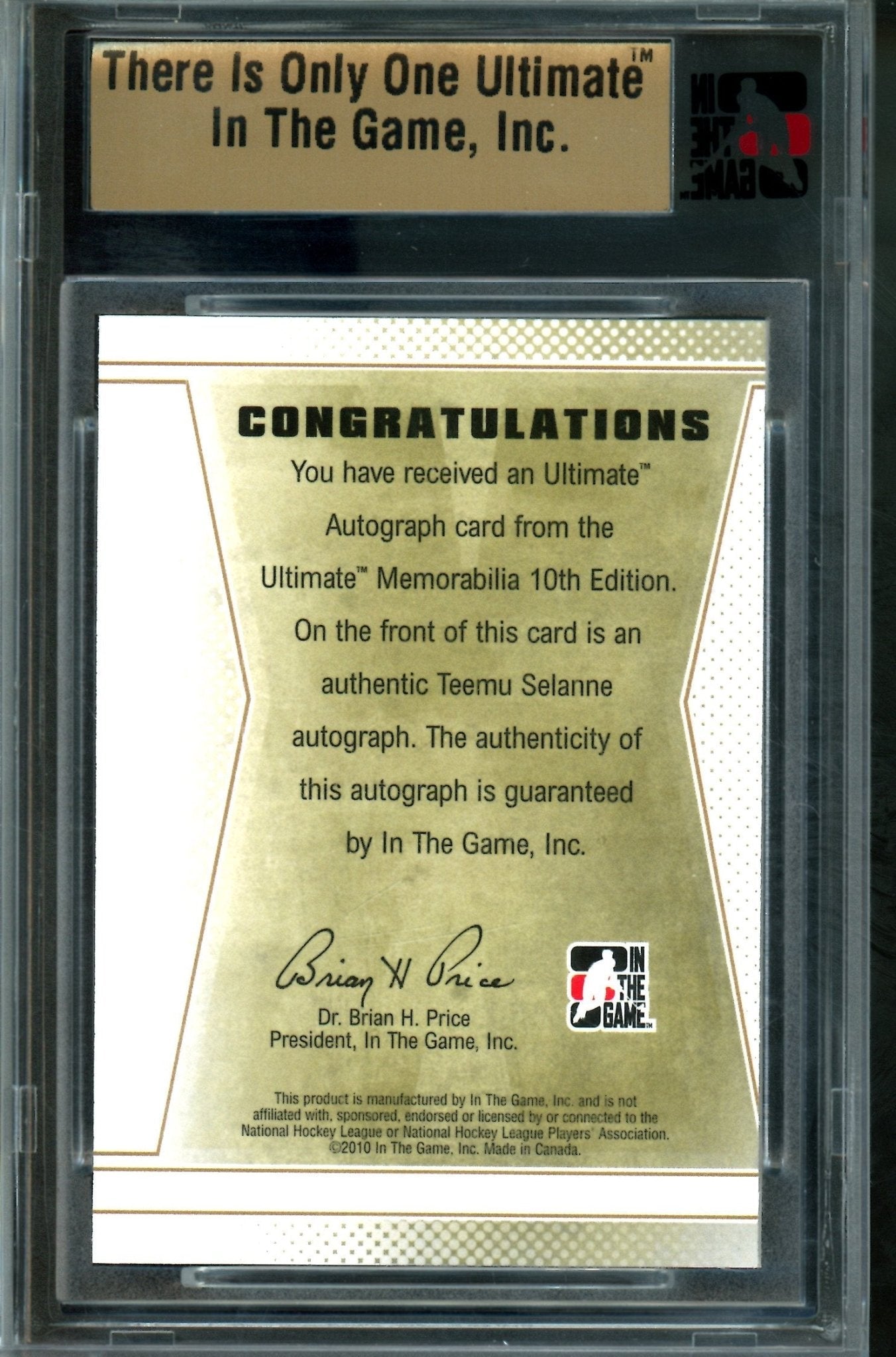 2010 In The Game Ultimate Teemu Selanne Autograph Silver /24 Ducks - Trading Card Market