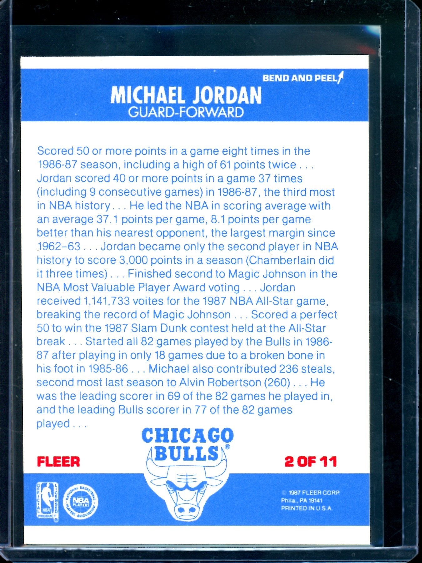 1987 Fleer Stickers Michael Jordan 2 of 11 Bulls