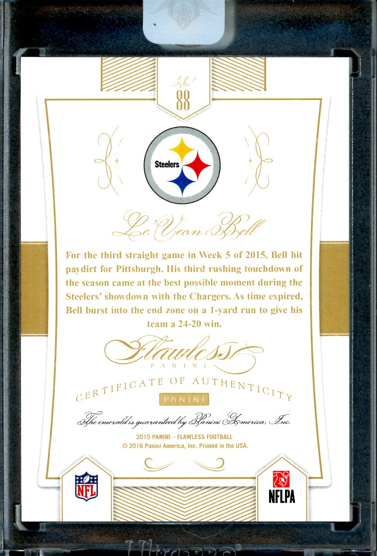 2015 Panini Flawless Le'Veon Bell Emerald /5 Encased Steelers