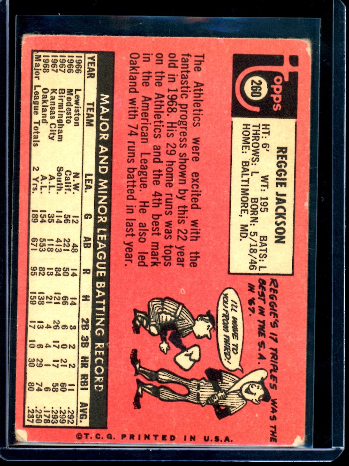 1969 Topps Reggie Jackson Rookie Card #260 Athletics