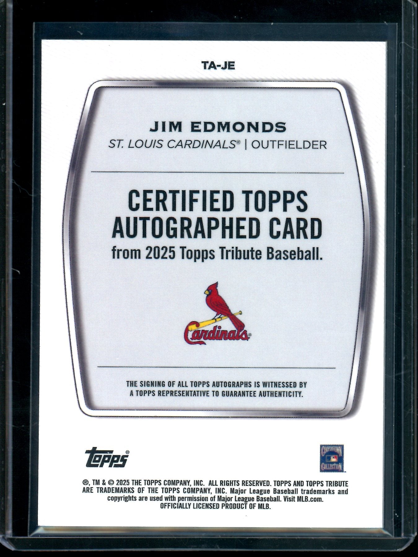 2025 Topps Tribute Jim Edmonds Blue Autograph /150 Cardinals