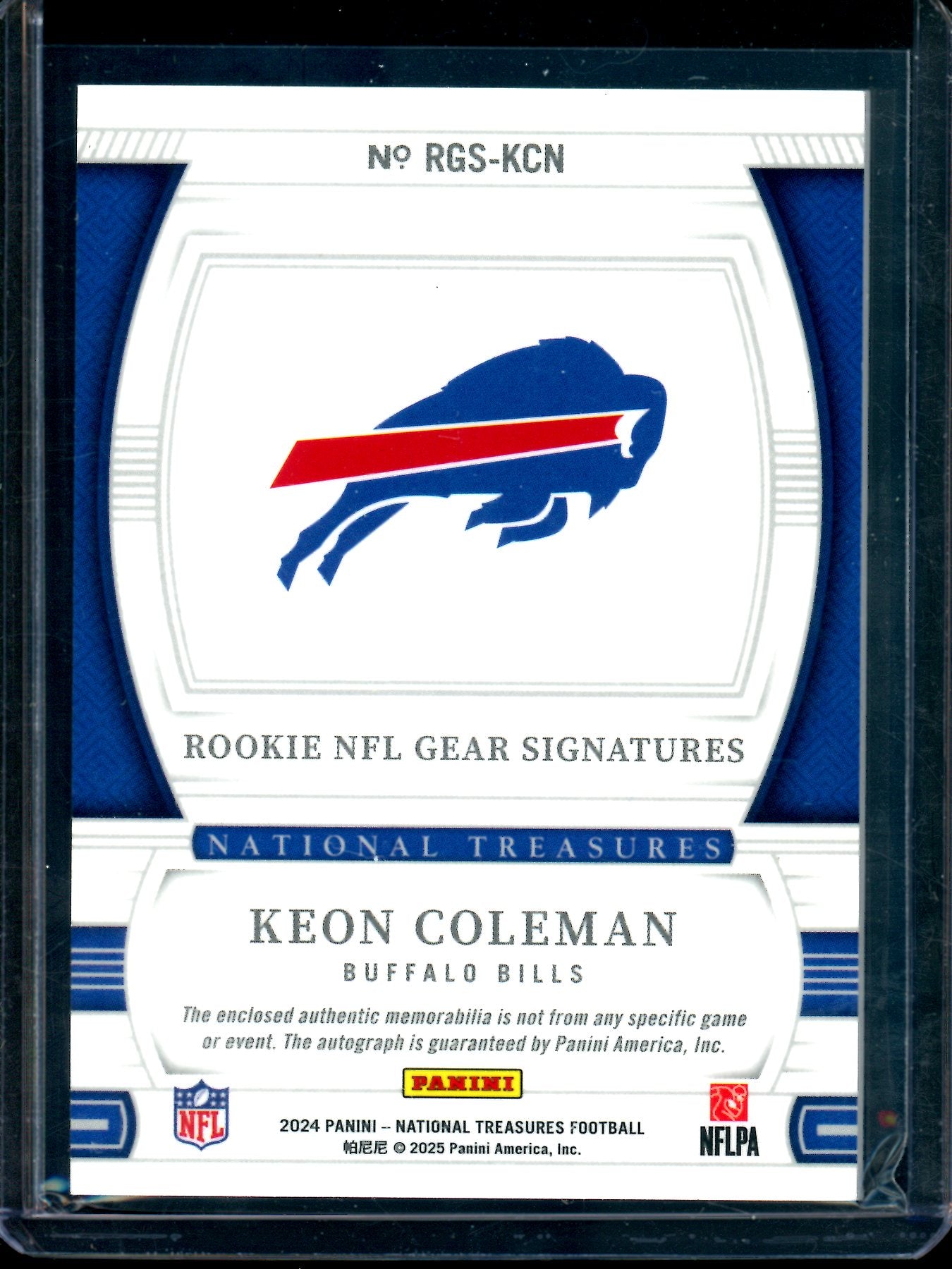 2024 Panini National Treasures Keon Coleman Rookie NFL Gear Signatures /25 Bills