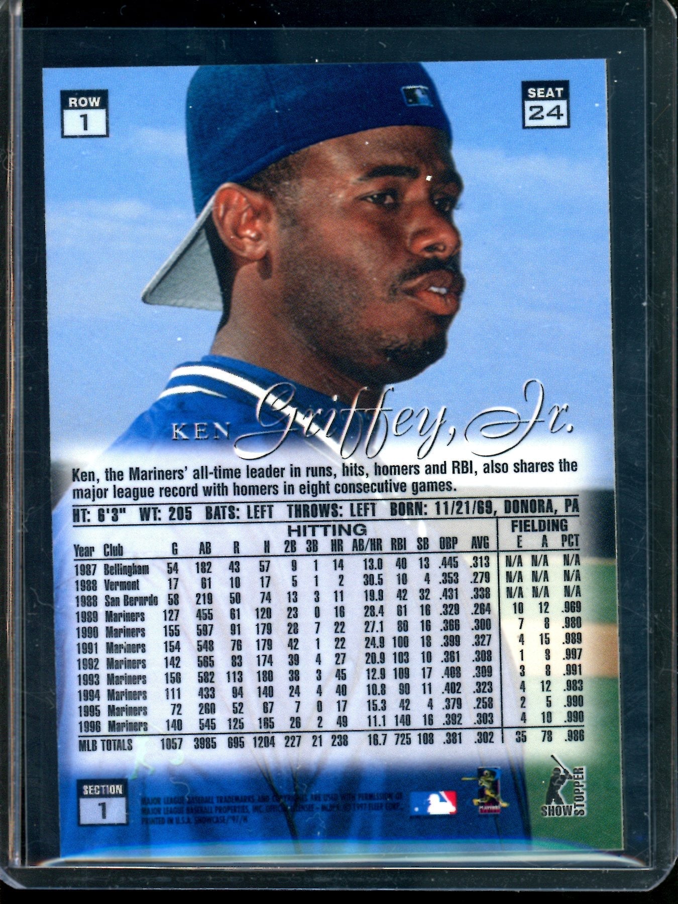 1997 Flair Showcase Ken Griffey Jr Row "1" Seat "24" Mariners
