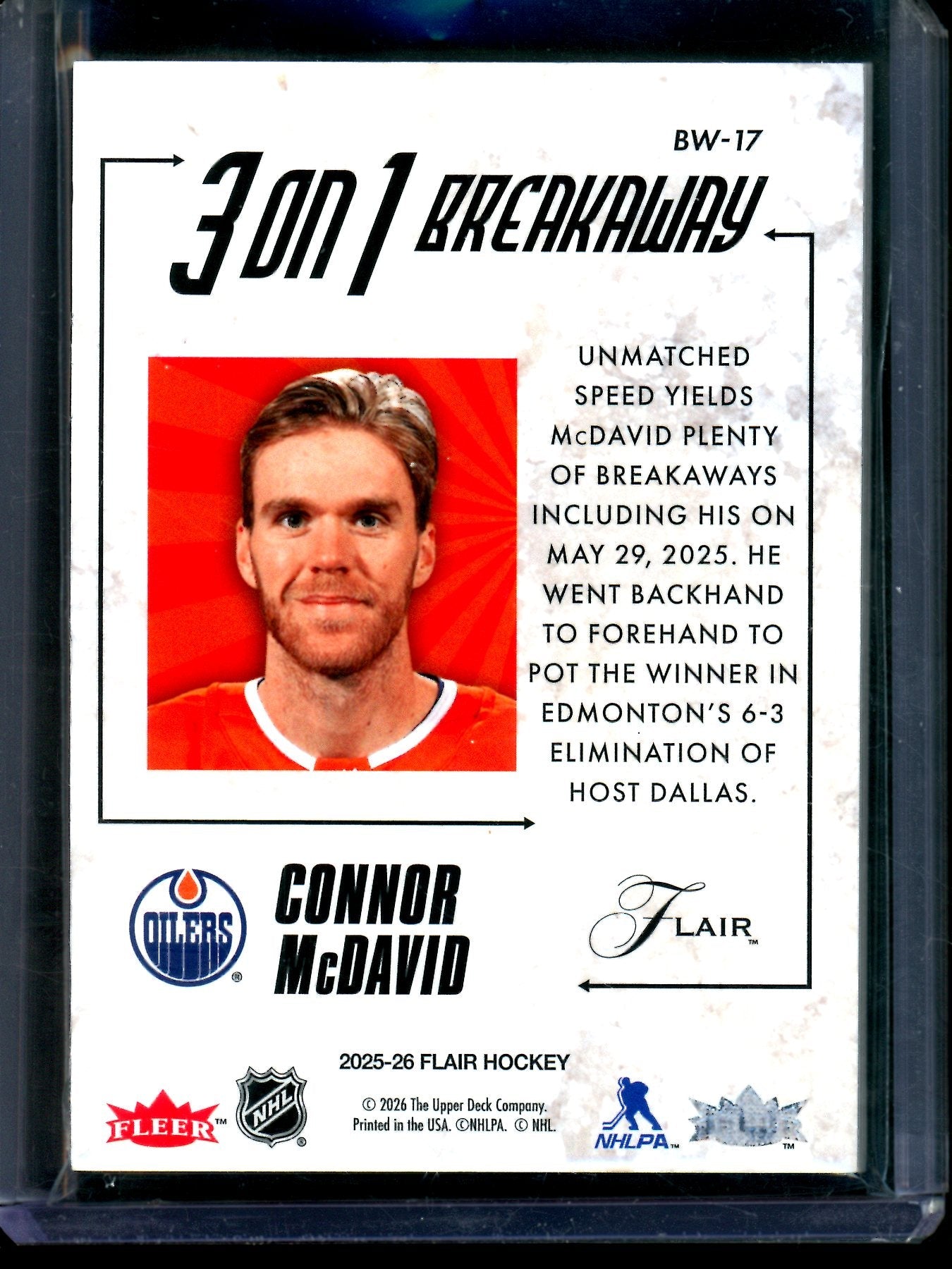 2026 Upper Deck Flair Connor McDavid 3 on 1 Breakaway SP Oilers