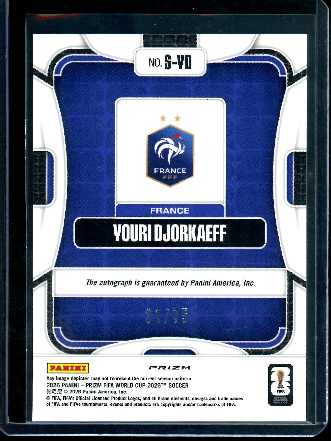 2026 Panini Prizm Youri Djorkaeff Silver Autograph France