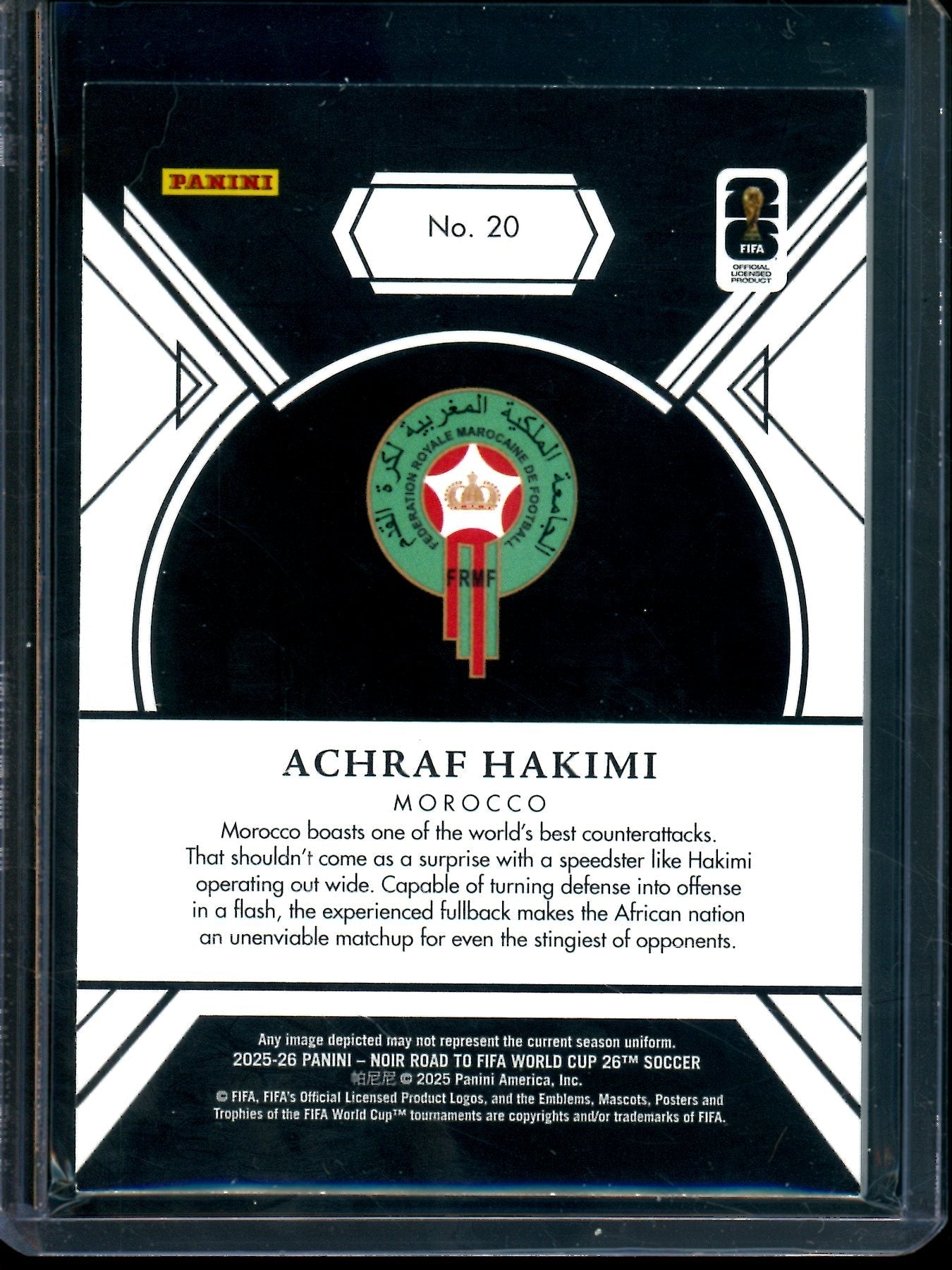 2025 Upper Deck Noir Achraf Hakimi Road to the World Cup /40 Morocco