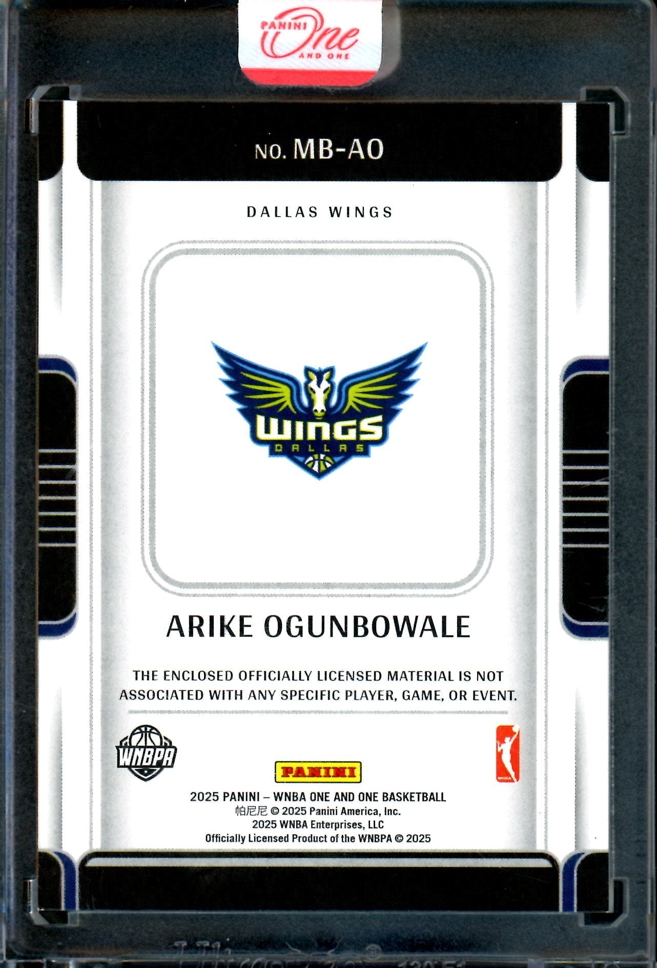 2025 Panini One and One Arike Ogunbowale Patch Sealed /25 Wings