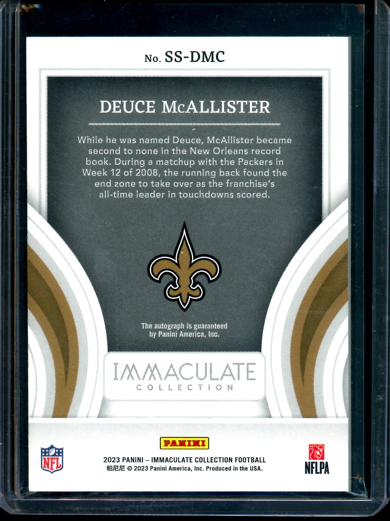 2023 Panini Immaculate Deuce McAllister Statement Signatures /49 Saints