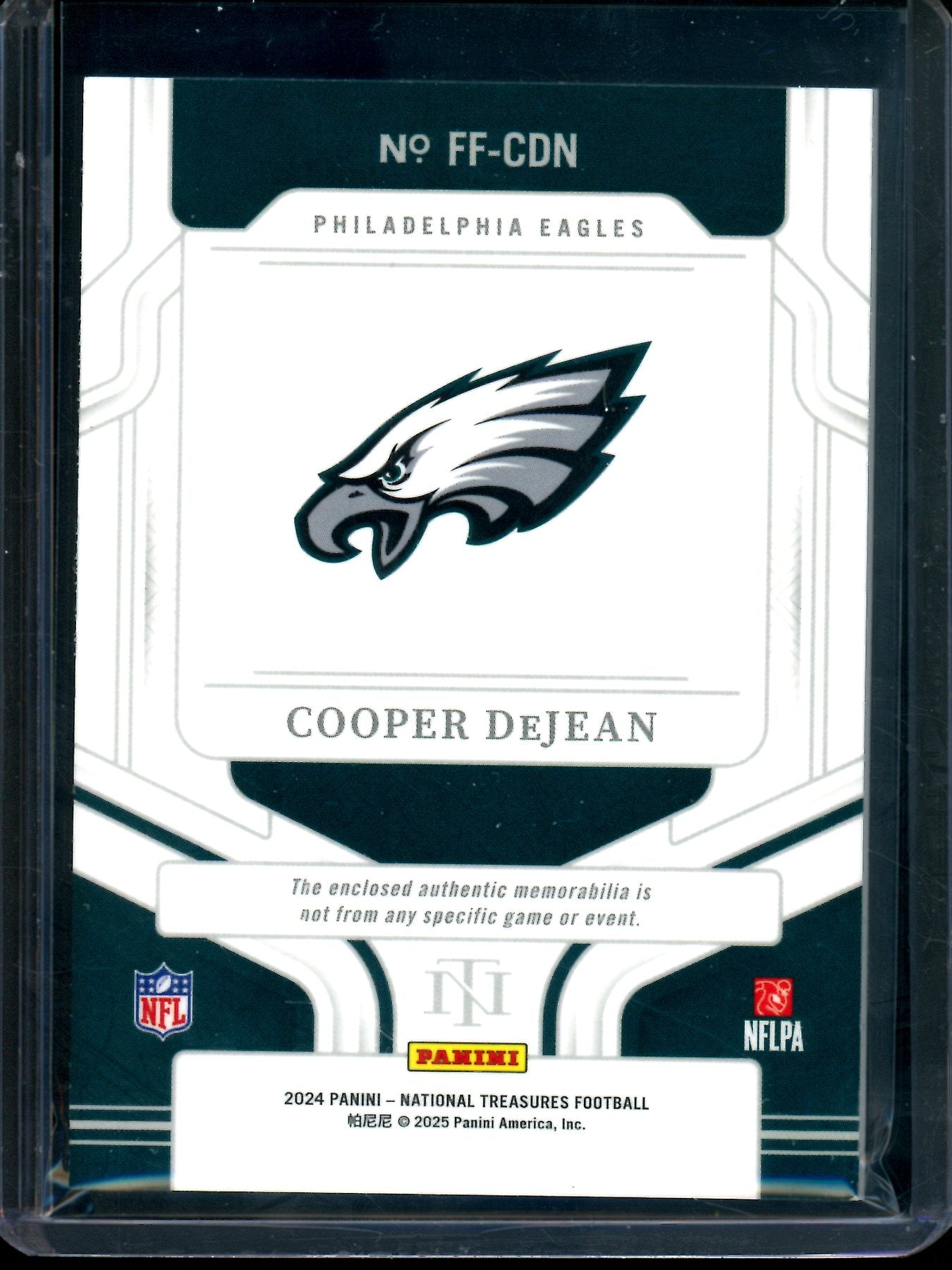 2024 Panini National Treasures Cooper DeJean Framed Fabrics Rookie /49 Eagles