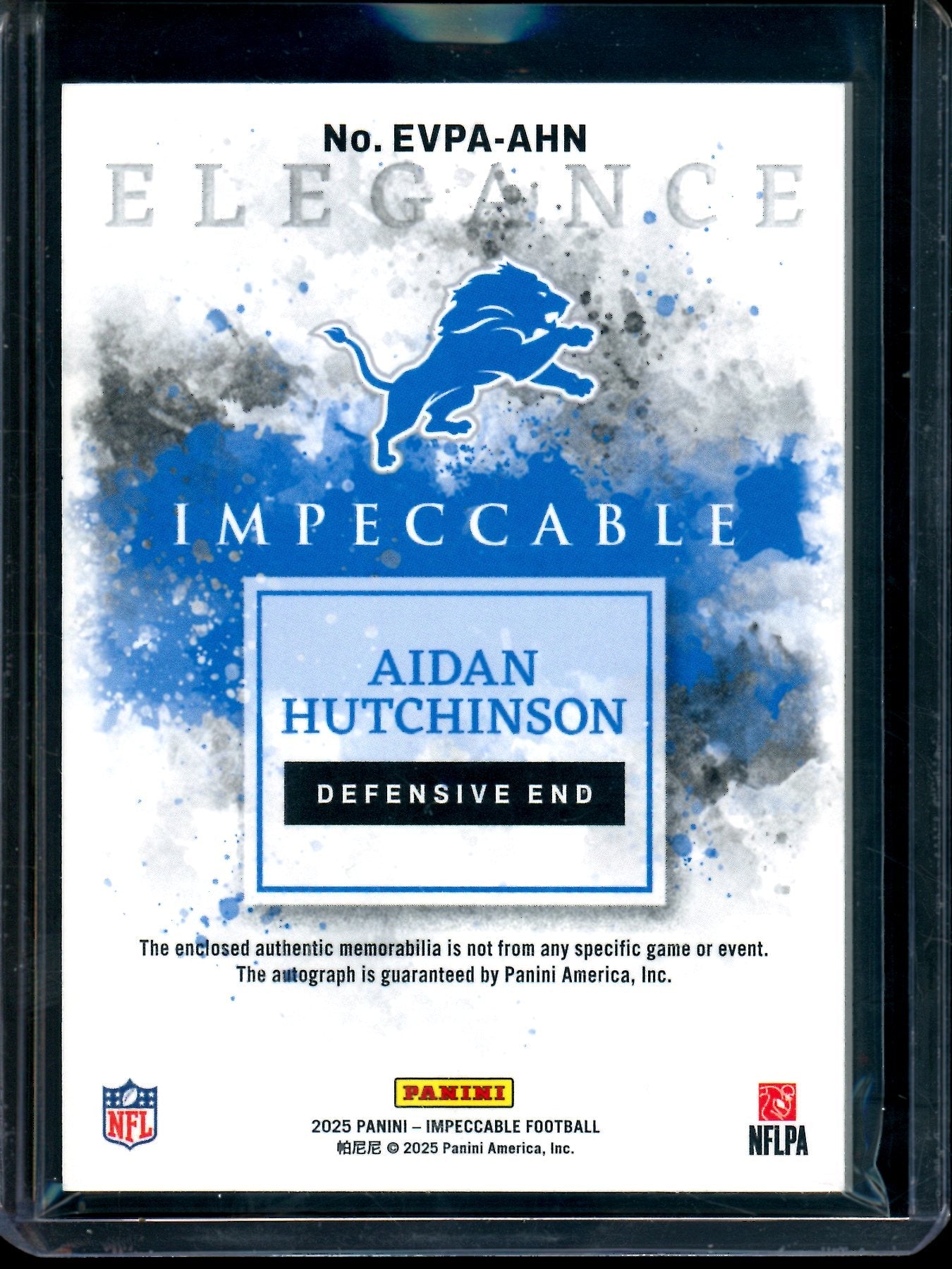 2025 Panini Impeccable Aidan Hutchinson Patch Autograph /35 Lions