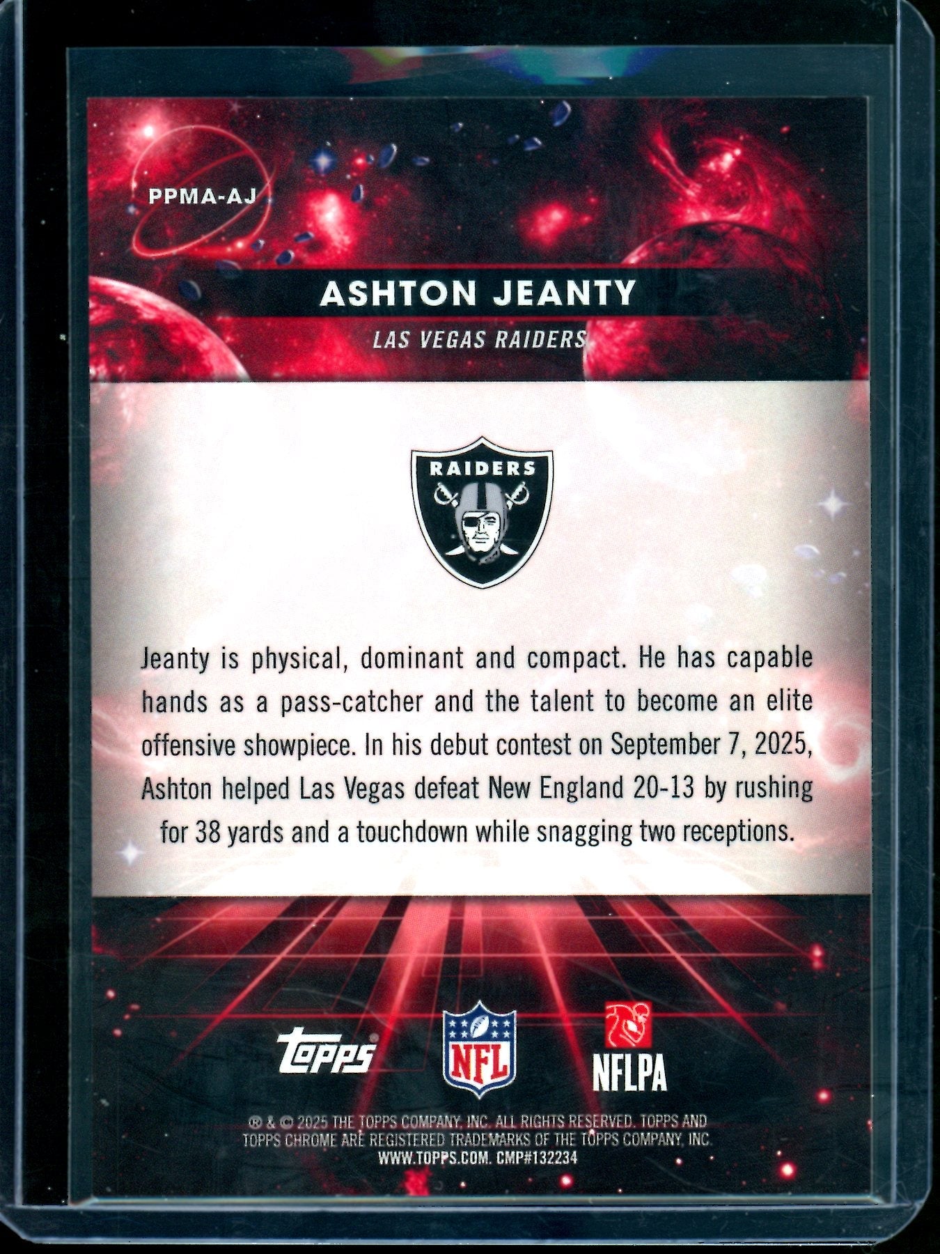 2025 Topps Cosmic Chrome Ashton Jeanty Rookie Planetary Pursuit Mars Case Hit Raiders