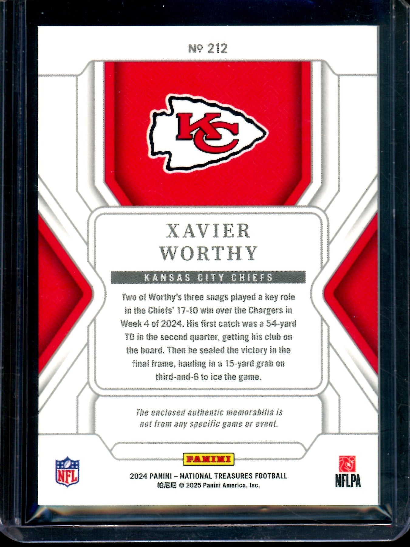 2024 Panini National Treasures Xavier Worthy Rookie Patch /99 Chiefs