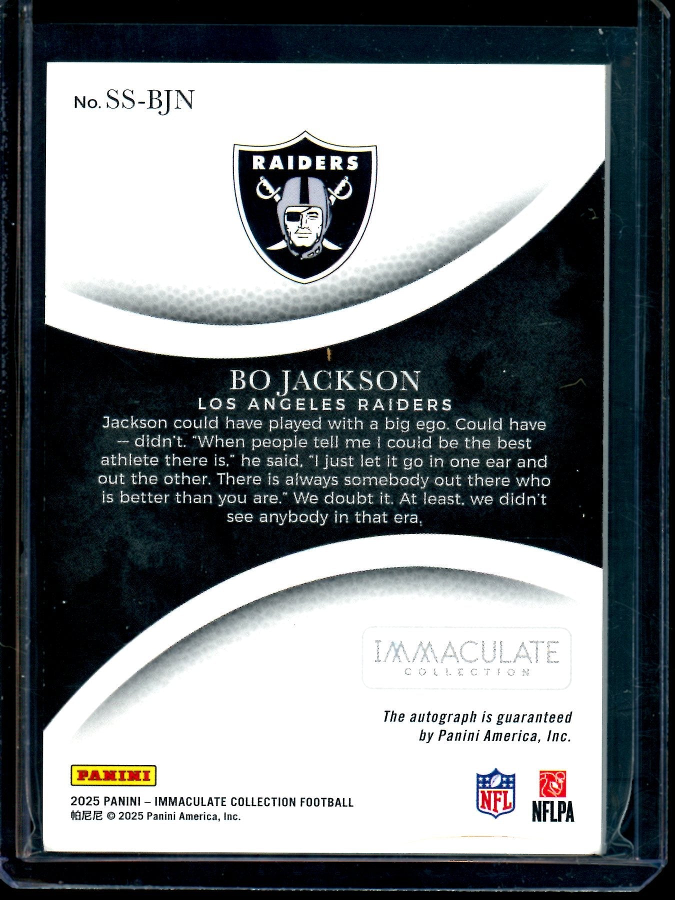 2025 Panini Immaculate Bo Jackson Sophisticated Signatures /49 Raiders