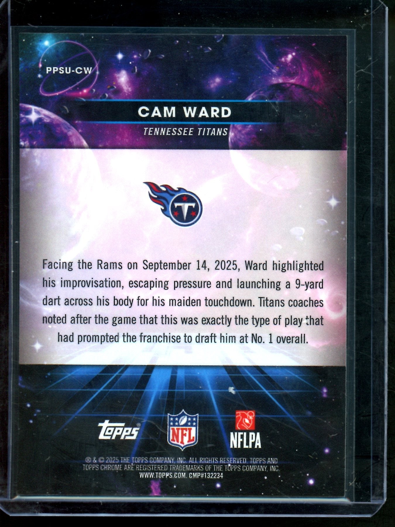 2025 Topps Cosmic Chrome Cam Ward Rookie Planetary Pursuit Sun Case Hit Titans