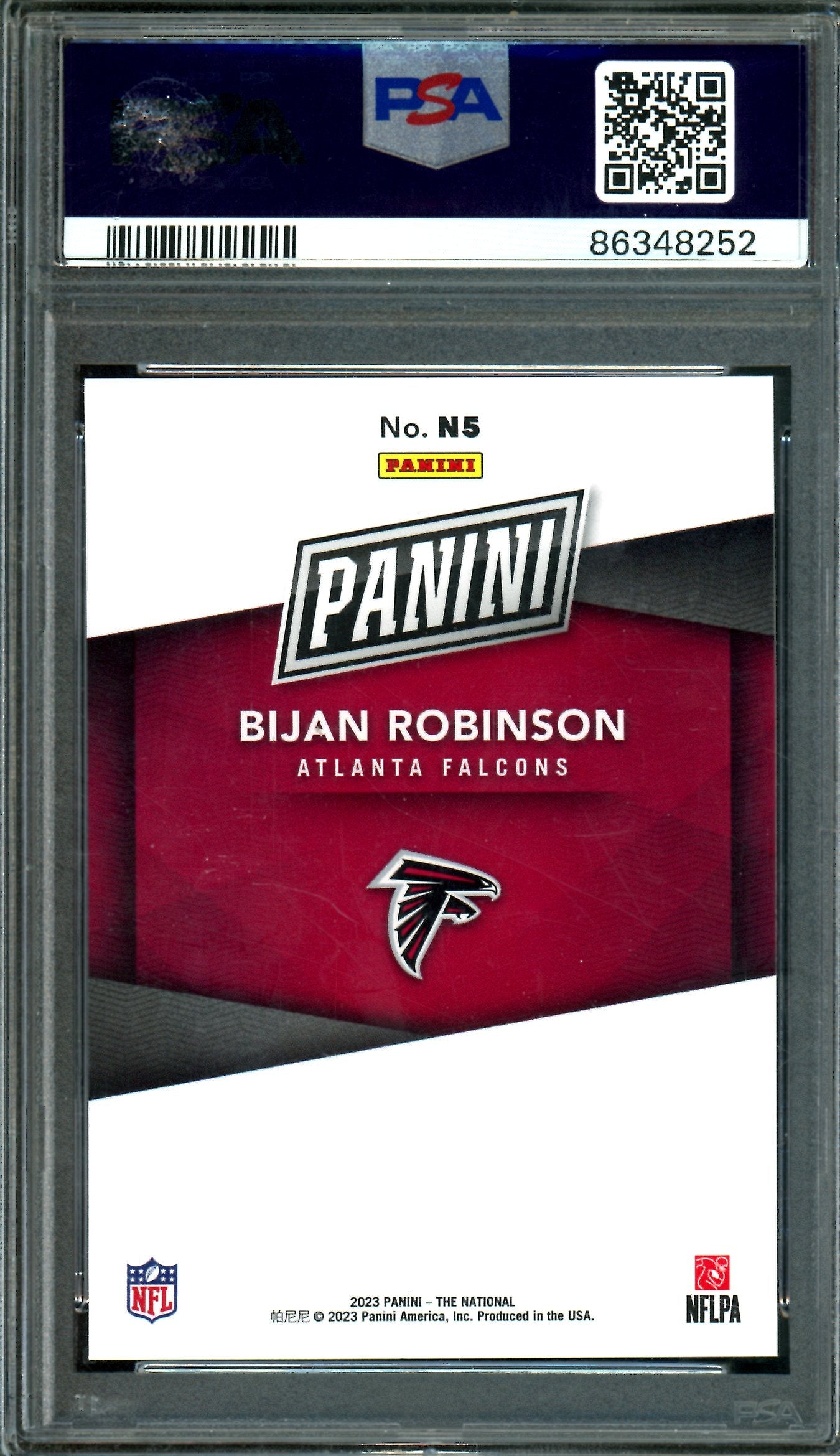 2023 Panini NSCC VIP Bijan Robinson Rookie #N5 PSA 10 Falcons