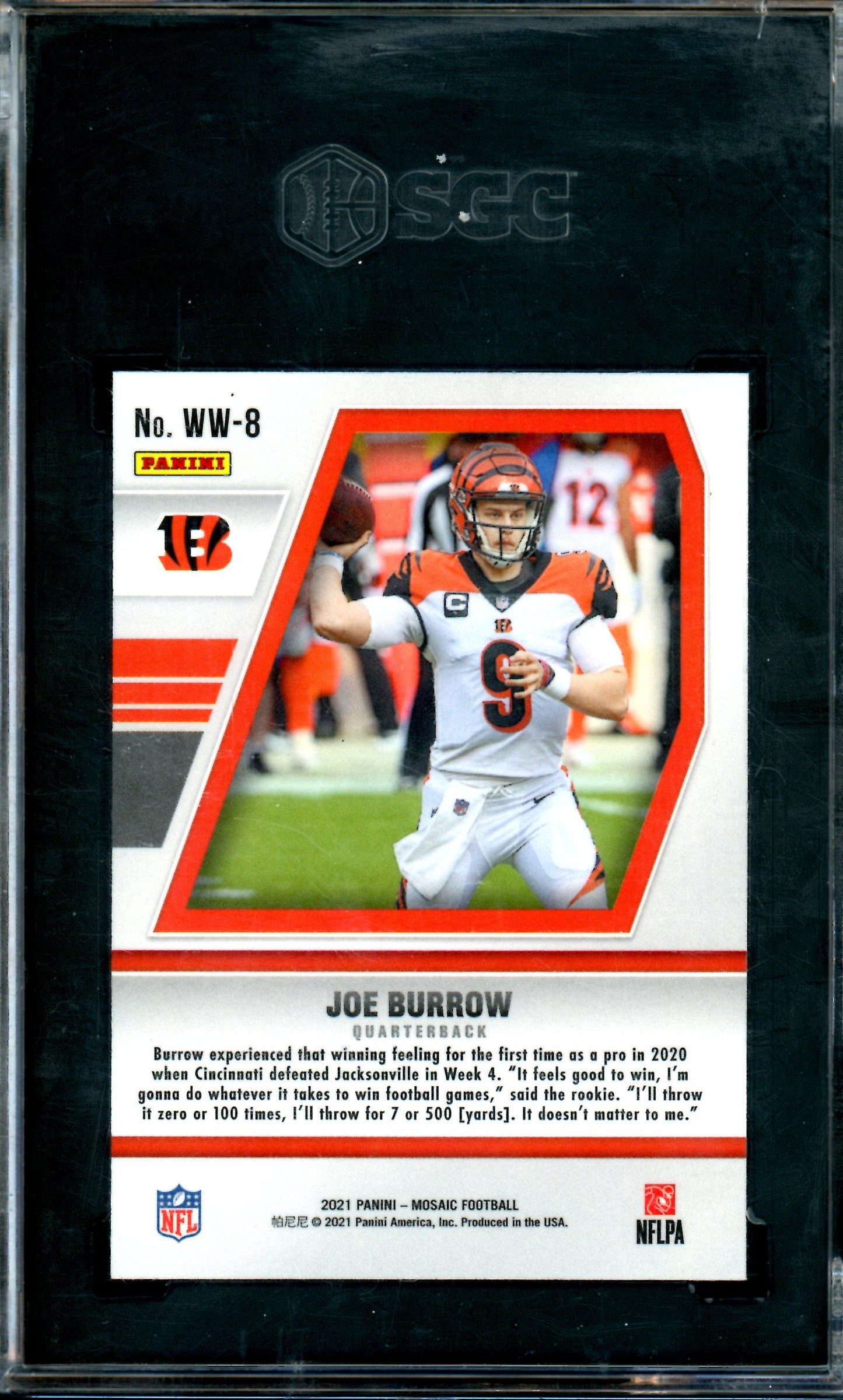 2021 Panini Mosaic Joe Burrow Will to Win SGC 10 Bengals